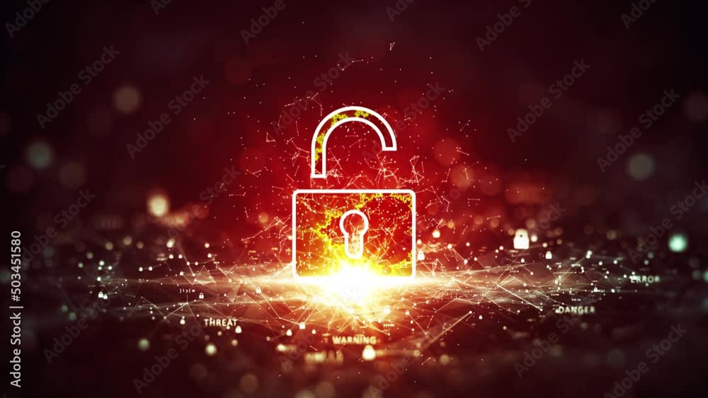 Aufkleber technology concept is attacked, computer cybersecurity defense system is hacked or destroyed. interf