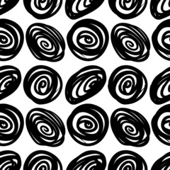 Black and white pattern with scribbles. Vector illustration