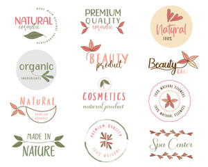Collection of logo and icon for beauty, cosmetics, spa and wellness, natural and organic products. Vector illustrations for graphic and web design for cosmetics, natural products and beauty center.