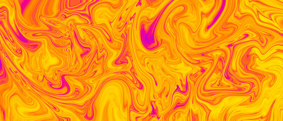 Orange liquid marble ink scape abstract background