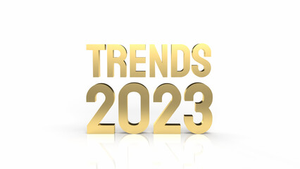 trends 2023 gold text on white background 3d rendering