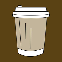 coffee cup icon for coffee house, takeaway coffee or tea, closed glass