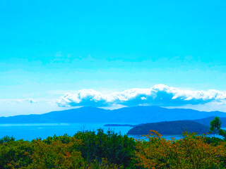 Fototapeta na wymiar 山と海の風景