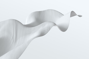 Abstract white satin silky cloth for background. Waving in the wind 3d illustration