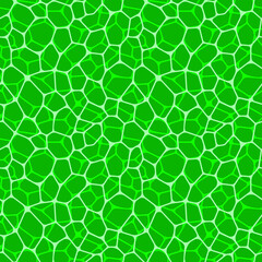 Green fresh seamless pattern vector illustration. Leaf cell repeated wallpaper. Irregular rounded shapes for organic cosmetics, beauty products and healthy food. Natural background in a bright colors