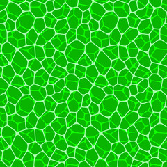 Green fresh seamless pattern vector illustration. Leaf cell repeated wallpaper. Irregular rounded shapes for organic cosmetics, beauty products and healthy food. Natural background in a bright colors