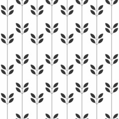 Leaves garland vector seamless pattern on white background. Floral graphic minimal ornament wallpaper. Abstract botanical geometric backdrop. Template for print, design, banner or card.