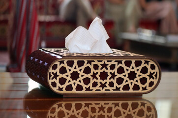 Arabic style napkin holder with napkins
