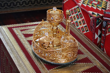 Arabic oriental golden tea set 