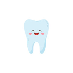 Healthy smiling tooth cute vector flat illustration isolated on white background.