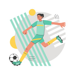 Football. Football soccer player man in action isolated white background. The player is running. Vector flat illustration