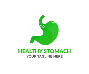 Healthy stomach, gastroenterology health concept logo design. Nutrition that promotes good digestion and functioning of gastrointestinal tract vector design and illustration.
