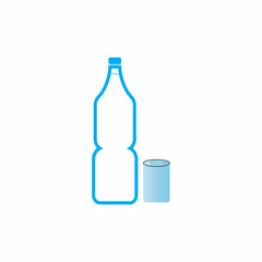 Plastic bottle and glass vector icon