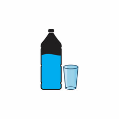 Plastic bottle and glass vector icon