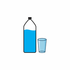 Plastic bottle and glass vector icon