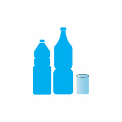 Plastic bottle and glass vector icon