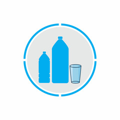 Plastic bottle and glass vector icon