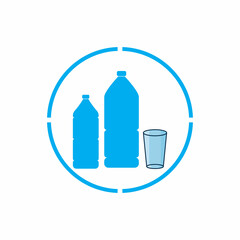 Plastic bottle and glass vector icon