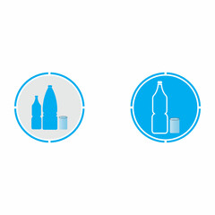Plastic bottle and glass vector icon