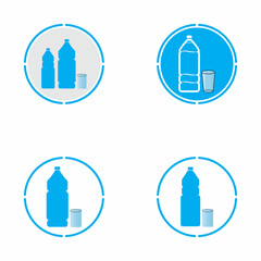 Plastic bottle and glass vector icon