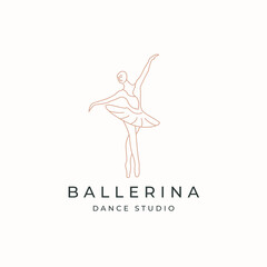 Ballerina dance woman logo icon design template flat vector
