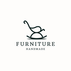 Rocking chair furniture logo icon design template flat vector