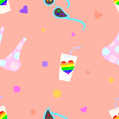 Seamless vector colorful vibrant pattern with LGBTQ colors.