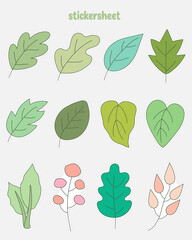 Leaf abstract vector illustrations for planner stickers, scrapbook stickers design.