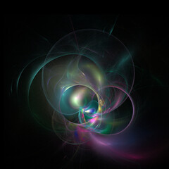 bright multicolor space illustration, colorful abstract graphics, design, art