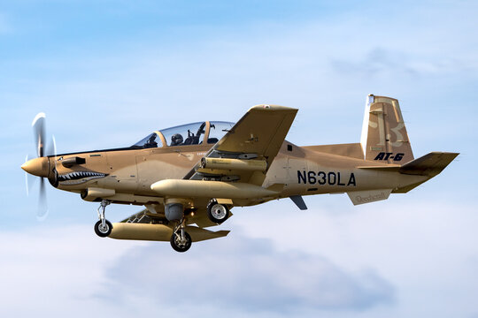 RAF Fairford, Gloucestershire, UK - July 10, 2014: Hawker Beechcraft AT-6B Texan II N630LA.