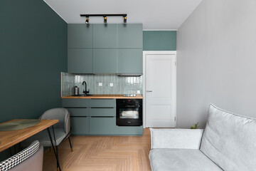 Photo of the kitchen in green colors