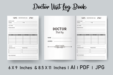 Doctor visit log book template design vector