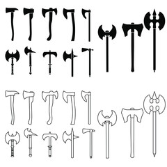 Ax vector icon set. poleaxe illustration sign collection. weapon symbol or logo.