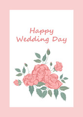 Happy wedding card with roses