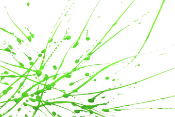 Green watercolor or ink textures splashes and streaks on white background,Abstract watercolor	