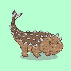 Cute dinosaur cartoon character illustration
