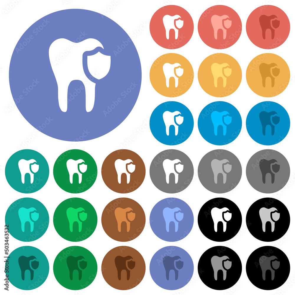 Canvas Prints Dental protection round flat multi colored icons