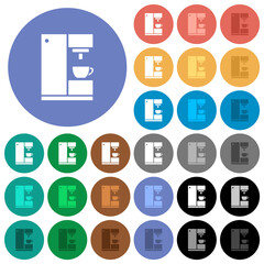 Coffee machine round flat multi colored icons