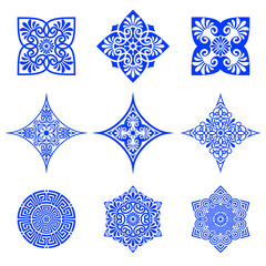 Collection of vector old ornaments in traditional Greek style