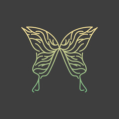 Beauty Butterfly with Branch Twig  Logo Design Vector