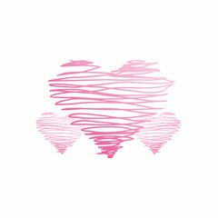 pink heart shape, love, take care which is formed from a collection of threads