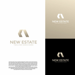 Golden Shape for Real Estate Logo Design Template