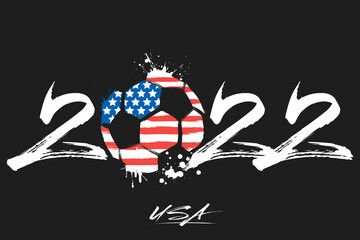2022 and ball in flag colors of USA
