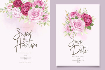 hand drawn floral roses card design