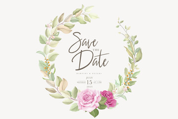 hand drawn floral roses wreath design