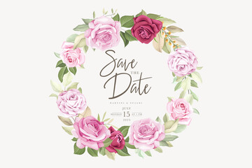 hand drawn floral roses wreath design