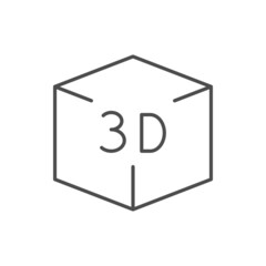 3D or three dimensions line icon