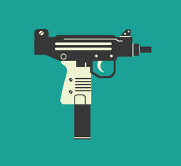 Semi-automatic pistol classic modern weapon icon. Vector - obrazy, fototapety, plakaty