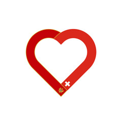 unity concept. heart ribbon icon of montenegro and switzerland flags. vector illustration isolated on white background - obrazy, fototapety, plakaty