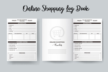 Online shopping log book template design vector